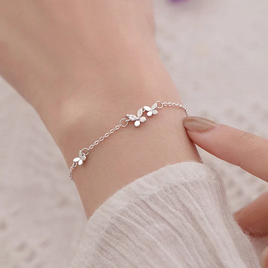 Pure Silver Diamond Butterfly Bracelet