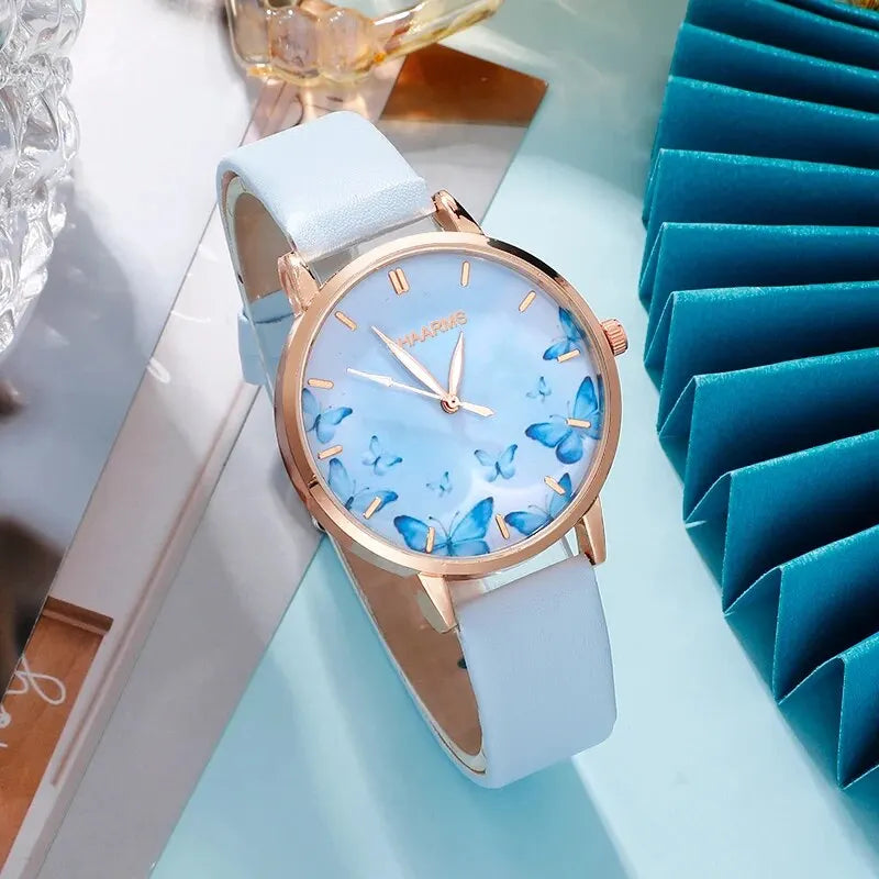 Set Fashion Creative Butterfly Dial Quartz