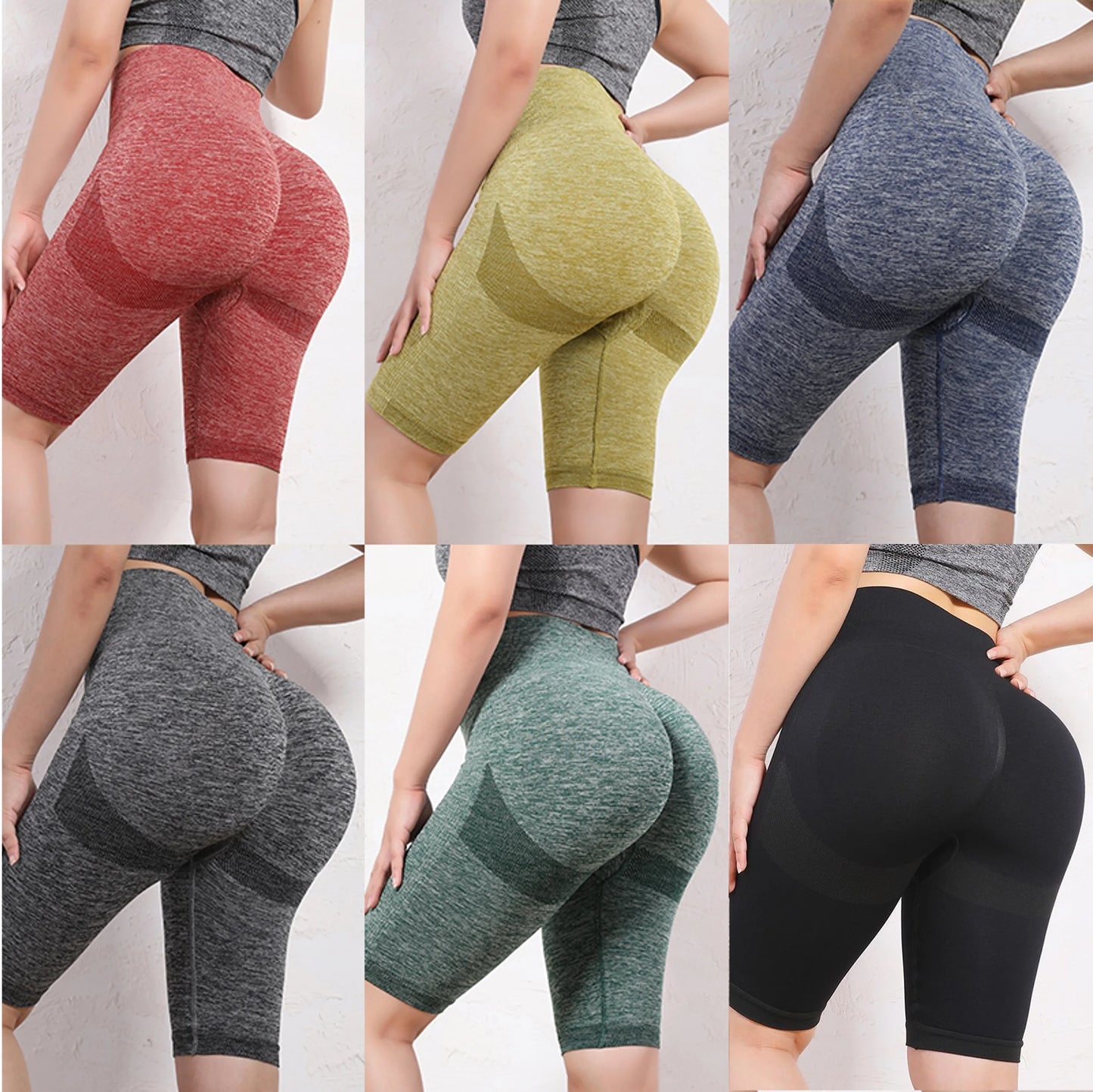 Women Elastic Yoga Shorts High Waist Tummy Control