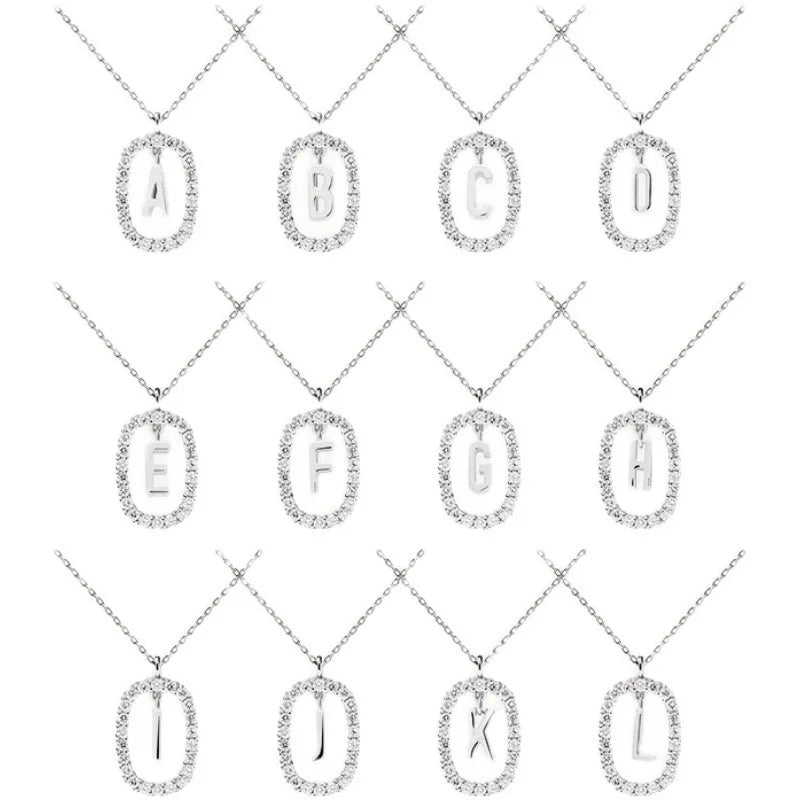 All letters in pure silver necklaces