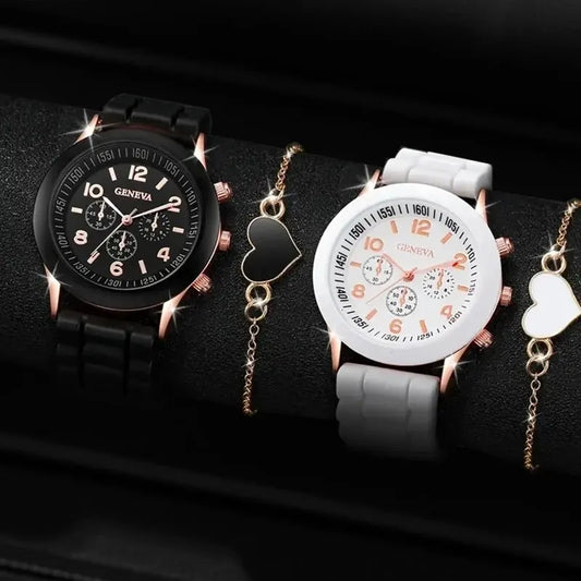 4pcs Set Watches Luxury Men & Women