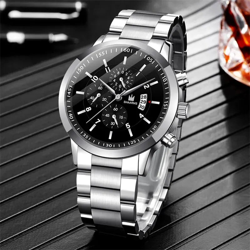 Mens Stainless Steel Watches Luxury Quartz Wristwatch