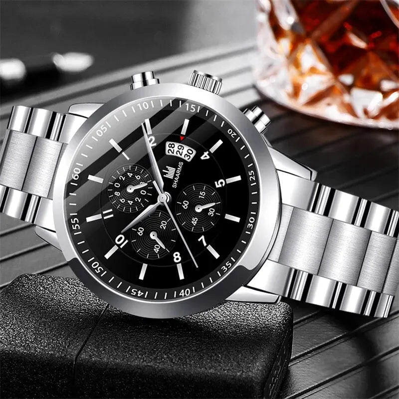 Mens Stainless Steel Watches Luxury Quartz Wristwatch