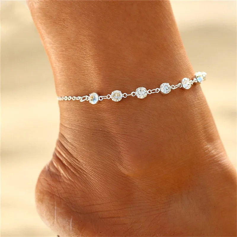 Women's Anklets Silver Bracelet on Leg