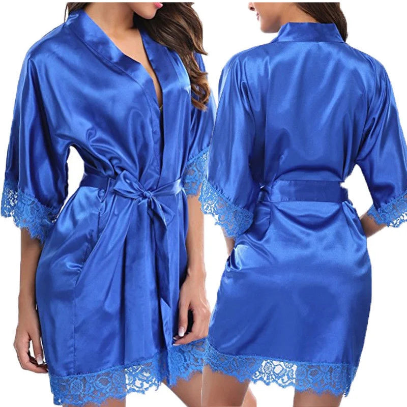 Women Iace Silk Pajamas Robes Sleepwear Nightgowns