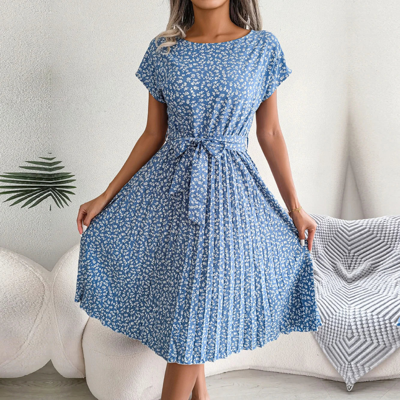 Short Sleeve High Waist Chic Dress Fashion