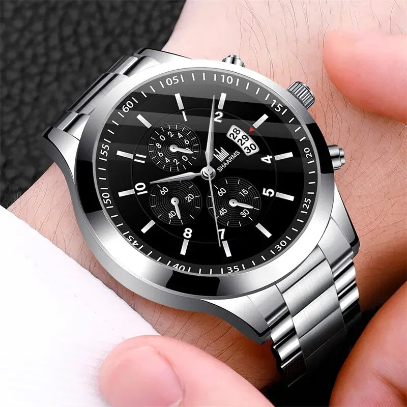 Mens Stainless Steel Watches Luxury Quartz Wristwatch