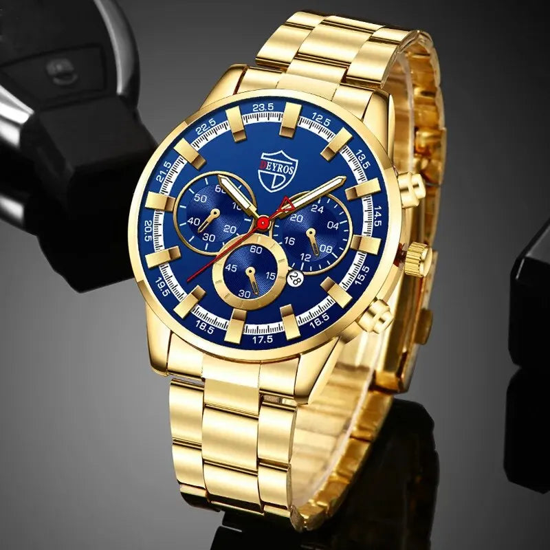 Fashion Men's Watches Business Stainless Steel Quartz