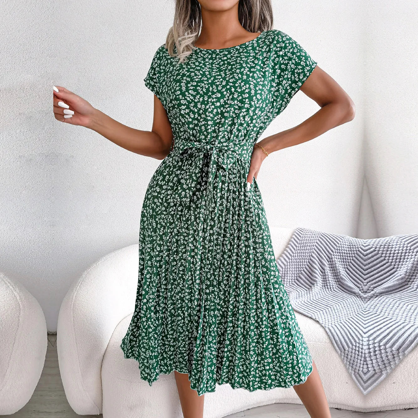 Short Sleeve High Waist Chic Dress Fashion