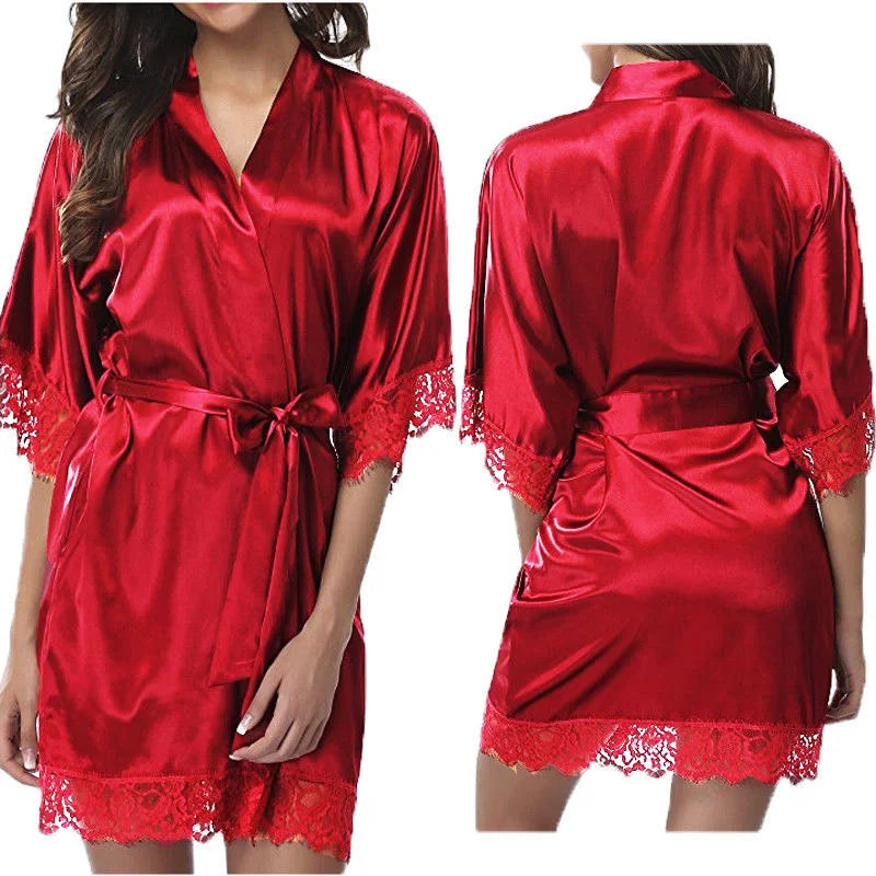 Women Iace Silk Pajamas Robes Sleepwear Nightgowns